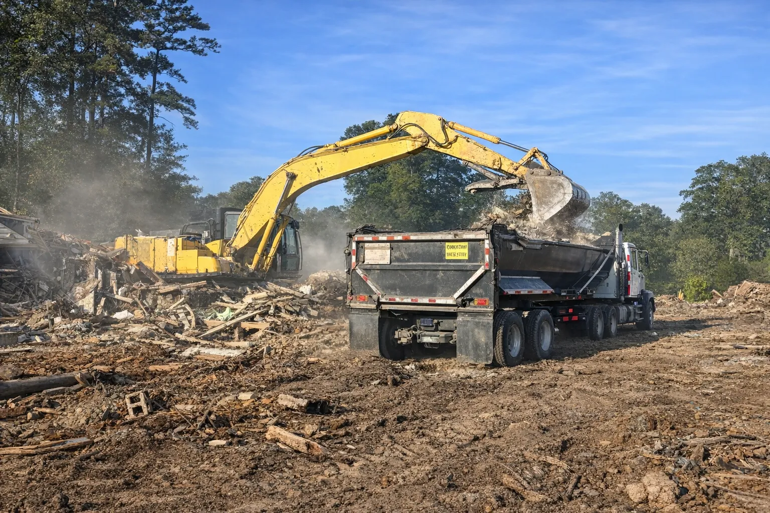 Clean cleared land after demolition